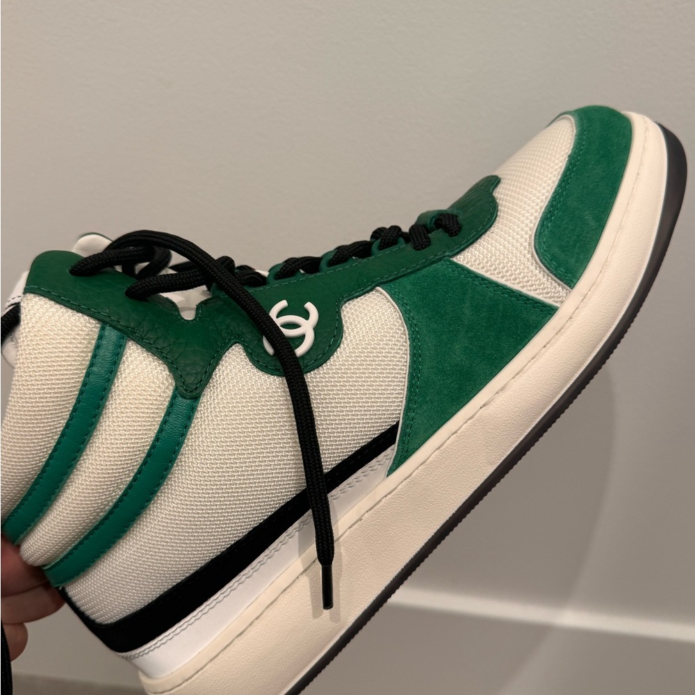 Chanel Women’s Green & White High-Top Sneakers - Picture 6 of 8